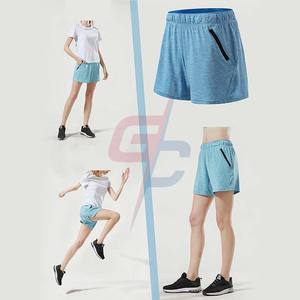 Short d'entraînement en cuir pour femmes, vêtement de Fitness respirant et à séchage rapide, avec poches à fermeture éclair, vente en gros, bon marché, - Product Image 5