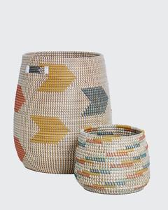 Set of 2 High Quality Perfect Natural <b>Seagrass</b> <b>Laundry</b> <b>Baskets</b>, Storage <b>Basket</b> With Yellow, Pink, Navi Color From Vietnam - Product Image 2