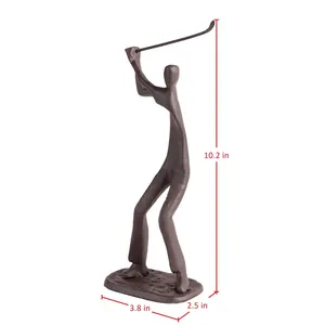 गर्म बेच नई डिजाइन एल्यूमीनियम भूरे गोल्फ खिलाड़ी टेबलटॉप मूर्तिकला धातु मूर्तिकला घर होटल के लिए थोक दर में Tabletop