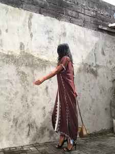 2022 nuevo de verano de las mujeres vestidos de moda de vacaciones vestido étnico bordado de algodón de manga corta vestido - Product Image 3