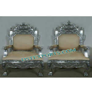 Boda de plata antigua Silla de boda real Metal diseñador sillas Rey y Reina de la silla de boda conjunto - Product Image 1