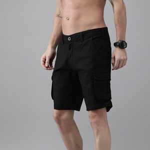 Verano 100% algodón Cargo Shorts hombres Casual Multi-Bolsillo sólido hasta la rodilla hombres pantalones cortos - Product Image 6