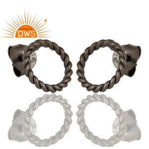 925 Sterling Silver Handmade <b>Black</b> Oxidized Stud <b>Earring</b> <b>for</b> <b>Women</b> Silver Jewelry Classic Collection - Product Image 3