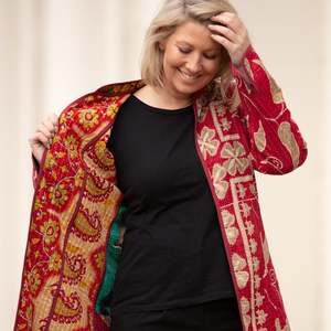 Indien Fait À La Main Vintage Réversible Manteau Long Manteau Réversible Veste Vintage Multi Patchwork Kantha Veste - Product Image 1
