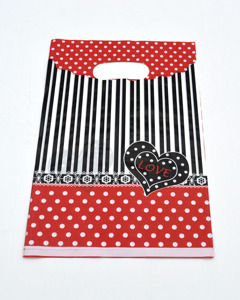 Sac à gousset latéral en plastique PE mignon imprimé personnalisé poignée de patch réutilisable découpée au détail pour les achats et l'emballage de cadeau de marchandise - Product Image 2