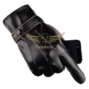 New Arrival Custom Outdoor Sport Driving Leather Warm Thicken Cold Proof Men Touch Screen Winter Hand <b>Gloves</b> for Men Pu Leather - Product Image 4