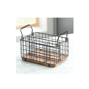 Industrial Farmhouse French Wire Utensil <b>Caddy</b> Manufacturer Flatware White <b>Caddy</b> <b>Wooden</b> Base Home & Garden - Product Image 2