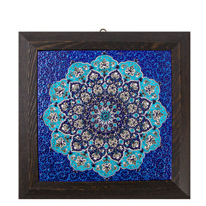 Turco pintado a mano de cerámica enmarcado azulejo - Product Image 1