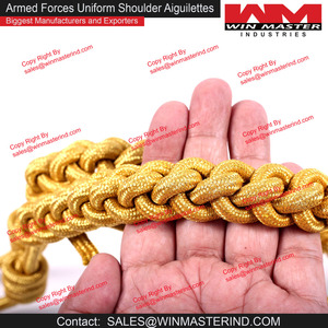 Aiguillette de alambre dorado para uniforme de ceremonia, Aiguillettes con 2 puntas doradas - Product Image 3