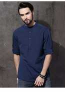 Kurta de coton traditionnel pour hommes, avec de nombreux boutons brillants, 3 poches de poitrine de Style séduisant