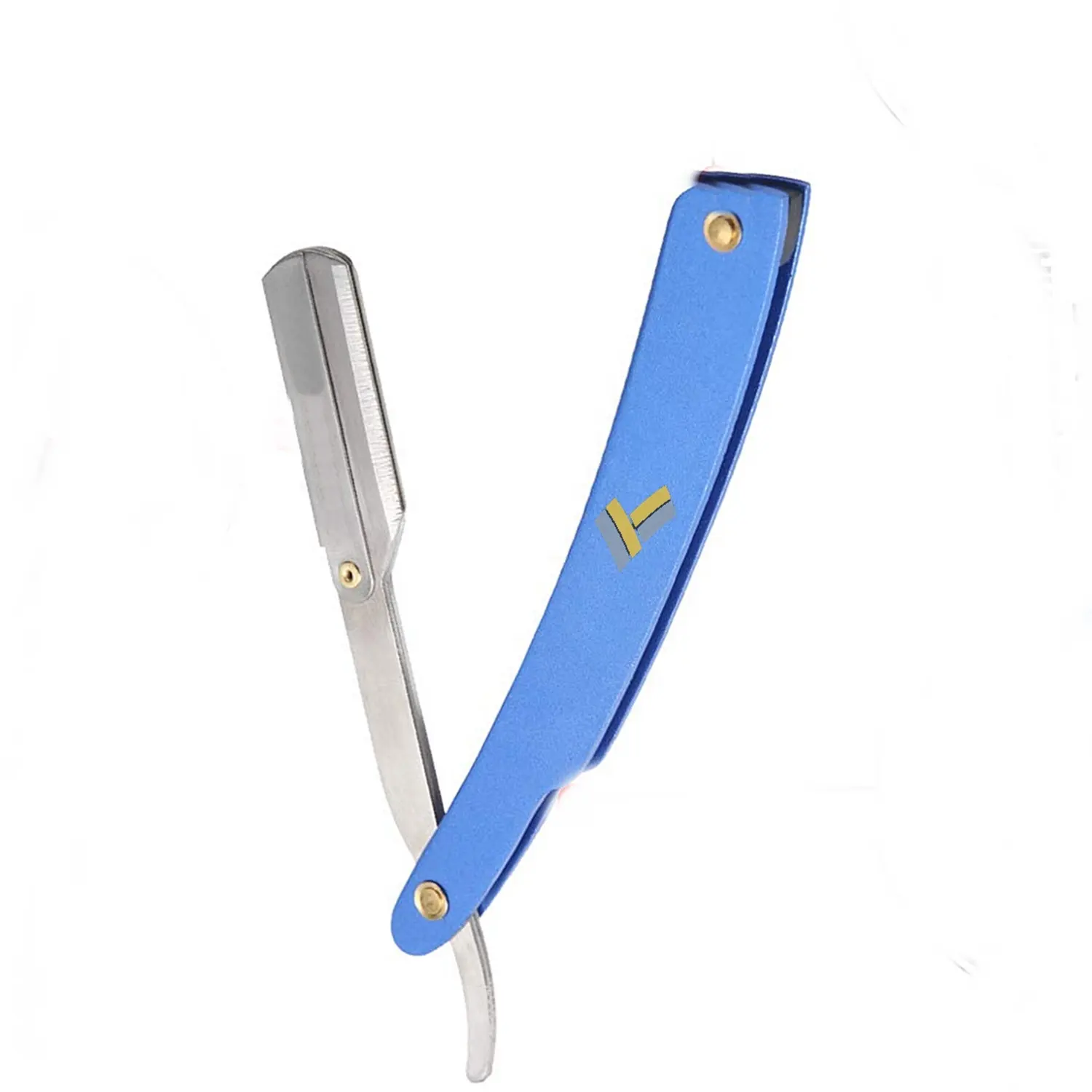 Professional Aqua Blue Power Steel Handle Barber Straight Edge cut throat Razor with Replaceable Blades with custom logo