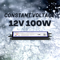 Driver LED extérieur étanche IP66 12V 100W AC-DC à sortie unique, fabriqué à Taïwan, avec gradation 3-en-1, certifié cUL, garantie 5 ans