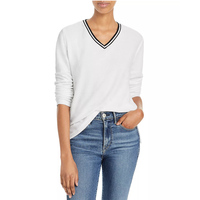 T-shirt en denim personnalisé OEM, écologique, col en V, avec trou et bouton, pour femmes et jeunes filles
