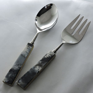 Utensilios de cocina de madera, servidor de ensalada, resina de acero inoxidable con chapado en cobre, servidor de ensalada, accesorios de cocina, utensilios de cocina - Product Image 4