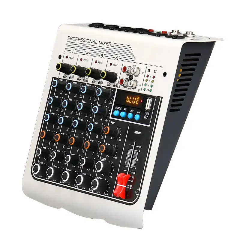 MIX400 konsol pencampuran suara 4 saluran, komputer rekaman USB 48V Phantom Power Delay repeat efek Audio Sound Card & Mixer