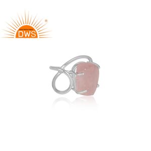 แหวนควอทซ์โรสดิบ,แหวนชุดเขี้ยวอัญมณีหยาบผู้ค้าส่งเครื่องประดับเงินแท้925ข้ามวงแหวนผู้จัดจำหน่าย - Product Image 3