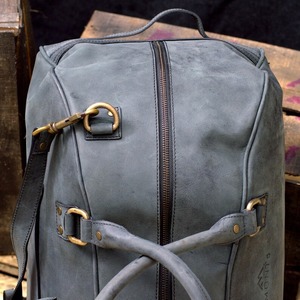 Charbon de bois noir en cuir véritable Style Vintage Weekender sac polochon bagage à main voyage sac à main poche pour ordinateur portable pour bonbons Weekender - Product Image 4