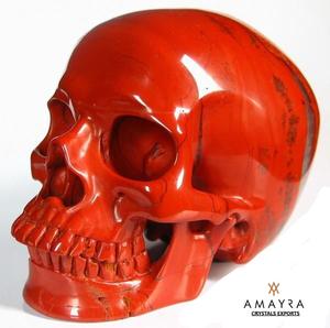 Calaveras curativas de la India, piedras de Chakra para sanación, cráneos de jaspe rojo - Product Image 1
