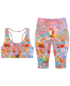 Combinaisons de Yoga pour femmes, 2 pièces, combinaison de sport, Fitness, course à pied, séchage rapide, ensemble d'entraînement, Gym, Fitness, impression par Sublimation - Product Image 4