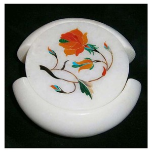 Top Quality Marble Flower Inlay Tea <b>Coaster</b> <b>Set</b> - Product Image 1