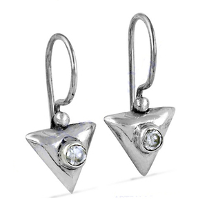 Triangle Framework CZ Silver Round Cut Cubic Zircon Gemstones 925 Solid Sterling Silver <b>Earring</b> <b>Hook</b> Jewellery Gifts - Product Image 2