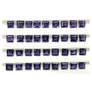 Haute qualité 3mm carré coupe pierre précieuse naturelle Iolite pierre à facettes en vrac avec certificat IGI prix d'usine en gros - Product Image 3