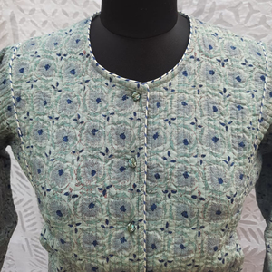 Chaquetas Cálidas de Invierno para Mujer con Cierre de Botones Cubiertos y Manga Larga, Abrigo Nehru, Chaquetas con Estampado Personalizado para Mujer - Product Image 1