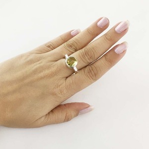 Anillo de piedras preciosas de cuarzo limón de Plata de Ley 925 Unisex, diseño bonito ecológico, ajuste de bisel de uso para fiesta de boda de aniversario - Product Image 3
