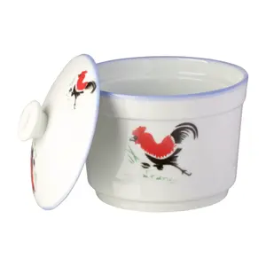 Best Selling Porcelain Cooking Ceramic Pots Oriental Classic Rooster Design 4.75 Inch Porcelain Steam Pot Cooking Cookware Set