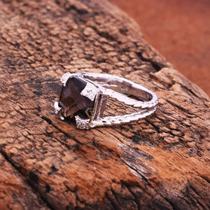 Natural Smoky Quartz Gemstone 925 Sterling Silver <b>Ring</b> Handmade <b>Cushion</b> Shape Silver Engagement <b>Ring</b> Jewelry For Suppliers - Product Image 3