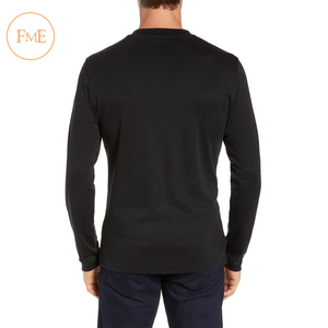 Camiseta de algodón con estampado personalizado para hombre, camiseta de manga larga con cuello redondo, lisa, ajustada, para gimnasio - Product Image 2