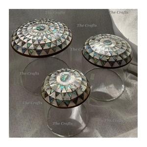 Ensemble de 3 boîtes à fruits secs avec plateau en acrylique et couvercle en bois nacre, boîte de rangement moderne faite à la main à prix acceptable - Product Image 6