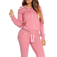 Ensemble de survêtement 2 pièces pour femme, hiver, sweat à capuche et pantalon de jogging, 100% coton, écologique, logo personnalisé, manches longues, grandes tailles, épais