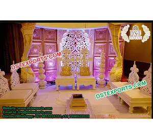 Mandap Pernikahan India Desainer Set Kursi Pernikahan Gaya Bollywood Set Kursi Mandap Pernikahan Dekorasi Kursi Pernikahan