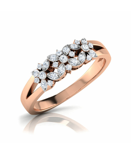 Anillo de Boda Exclusivo con Diamante Redondo Real de 0.35 TCW en Oro Rosa de 14K |   Elegante Anillo de Diamantes con Diseño Floral para Mujer, Joyería Nupcial - Product Image 1