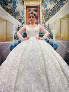 Robe de mariée longue et élégante en mousseline, Satin, Tulle, tenue de soirée, de luxe, de haute qualité, nouveau, - Product Image 3