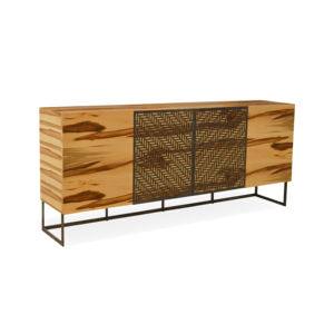 Ajax-Aparador de madera sólida para Buffet, conjunto de comedor de 4 puertas, pata Base de Metal personalizada, Mindi moderno, arce sólido mindi - Product Image 1