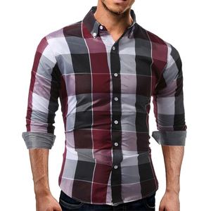 Camisa de manga delgada a cuadros para hombre, EVERGLOW informal de camisa de vestir, 2017 - Product Image 2