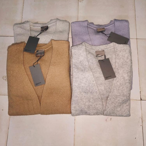 Maglione Pullover a maniche lunghe da donna con collo a V Casual aperto da donna con scollo a V 100% <span class=keywords><strong>cotone</strong></span> in eccedenza - Product Image 1