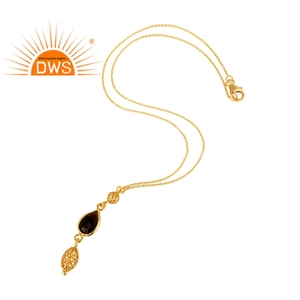 Colgante de cadena de gemas de cuarzo ahumado, joyería de oro amarillo de 18K, venta al por mayor - Product Image 2