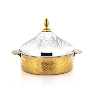 Réchauffeur d'aliments design courbé à la main en acier inoxydable servant des casseroles isolées marmite pour finition brillante marmite décorative - Product Image 1