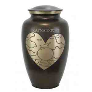 Most Beautiful Heart Shape Engraved <b>Funeral</b> Urn Unique Dark Brown Shades Available Affordable Best Prices <b>Funeral</b> <b>Supplies</b> Urns - Product Image 1