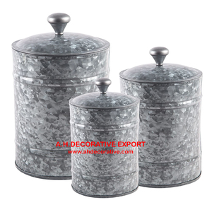 Ensembles de bidons en métal galvanisé de haute qualité, ensemble de 3 bidons en métal à vendre au prix de gros pour la décoration - Product Image 1