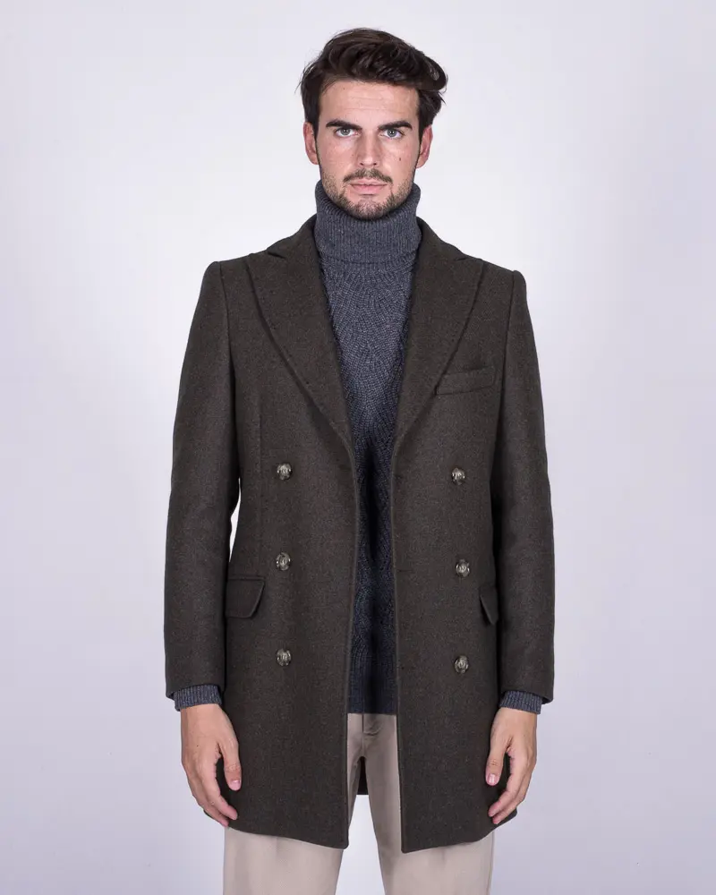 Premium quality cover coat Double-breasted tailored made in Italy for fashion Italian style