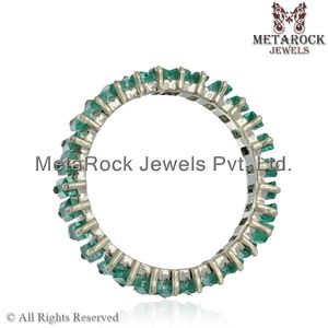 Balancier naturel pour bracelet en forme de Baguette, bijou à empiler soi-même, pierres précieuses émeraude, en or jaune 14k, vente en gros - Product Image 2