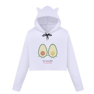 Top corto de alta calidad para mujer, Sudadera con capucha, diseño personalizado, tela tejida de rizo, parche bordado, sudadera para mujer, Top corto - Product Image 5