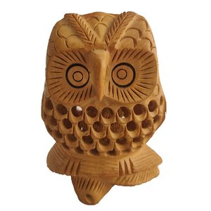Wooden Owl Eyeglass Holder Hand Carved Sunglasses <b>Stand</b> Rustic Design Tabletop Wood Jali Carving Spectacle Display <b>Stand</b> - Product Image 1