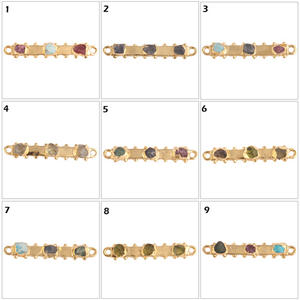 Customized Multi Raw Stone <b>Double</b> Bail Connector for Making Jewelry <b>Gold</b> Plated Mixed Rough Gemstone Bracelet <b>Necklace</b> Connector - Product Image 2