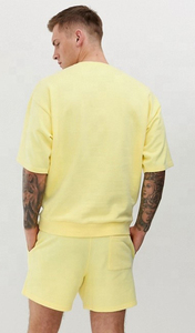 Venta al por mayor barato personalizado hombres Camiseta de manga corta y traje de chándal corto doble conjuntos de terciopelo conjunto corto - Product Image 3