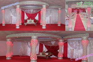 Mandap de Fibra de Cristal en Espiral para Bodas, Mandap Moderno de Fibra de Cristal Dorada para Bodas Fiji, el Mejor Mandap de Fibra de Cristal para Ceremonias Hindúes en EE. UU. - Product Image 5